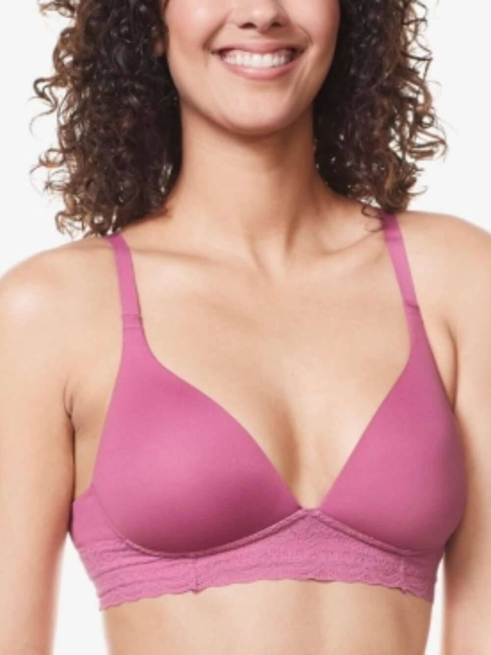 NWT Warner's Cloud 9 Wire Free Lace Band Contour Bra Red Violet 40C